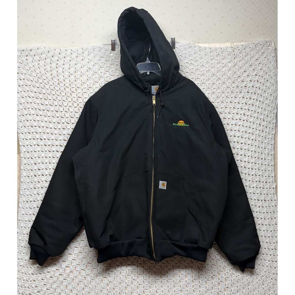 Carhartt J140 BLK Jacket Mens XL Tall Black Quilted Hooded Work Coat USA Made